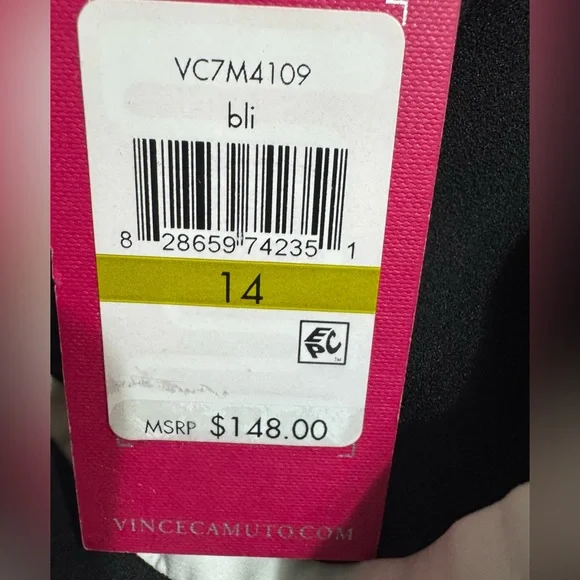 Vince Camuto Black Shift Dress White Trim Sleeveless Size‎ 14 NWT - Picture 7 of 7